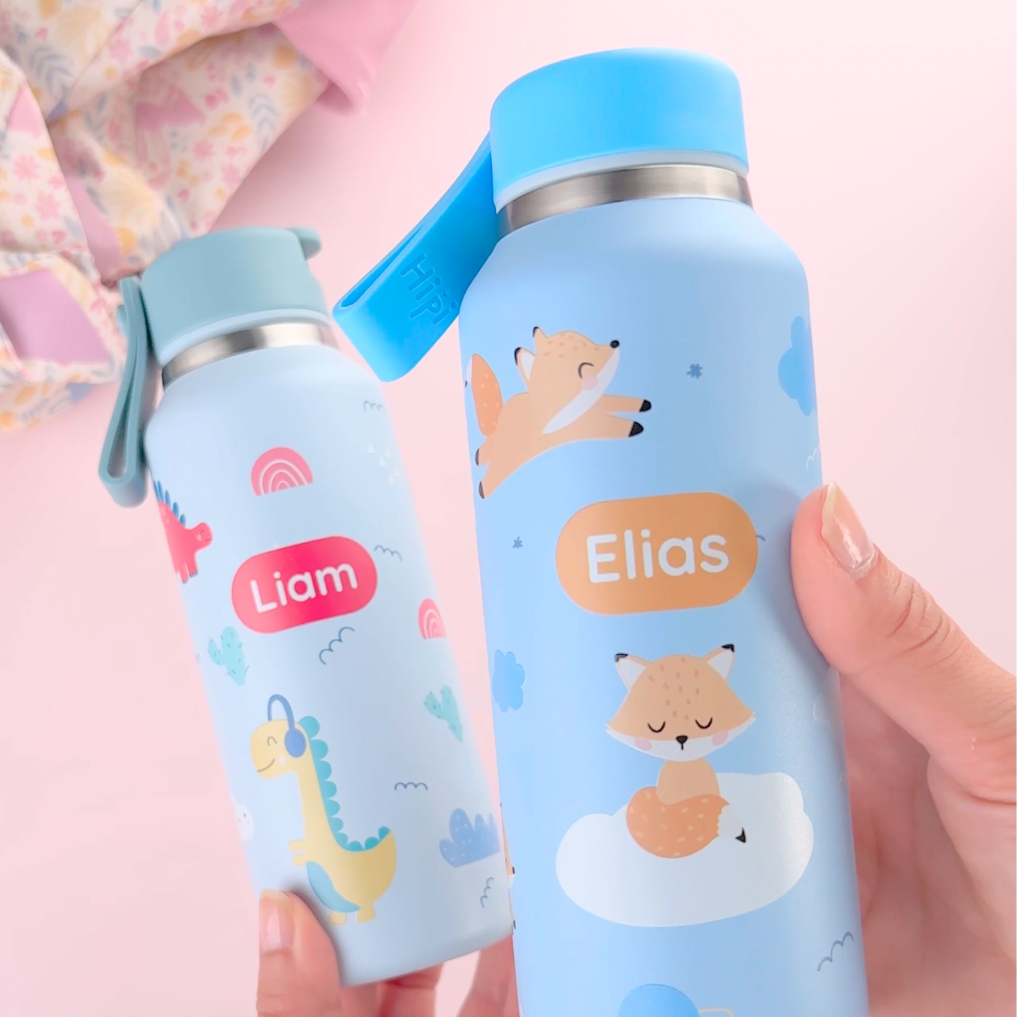 Trinkflasche für Kinder – mit Namen und wählbarem Design