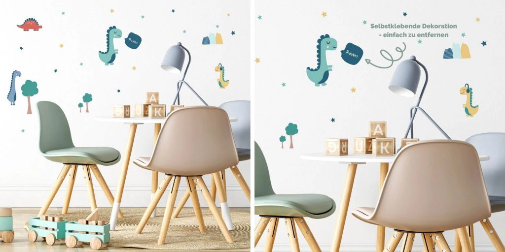 Dinosaurier-Wandsticker im Kinderzimmer