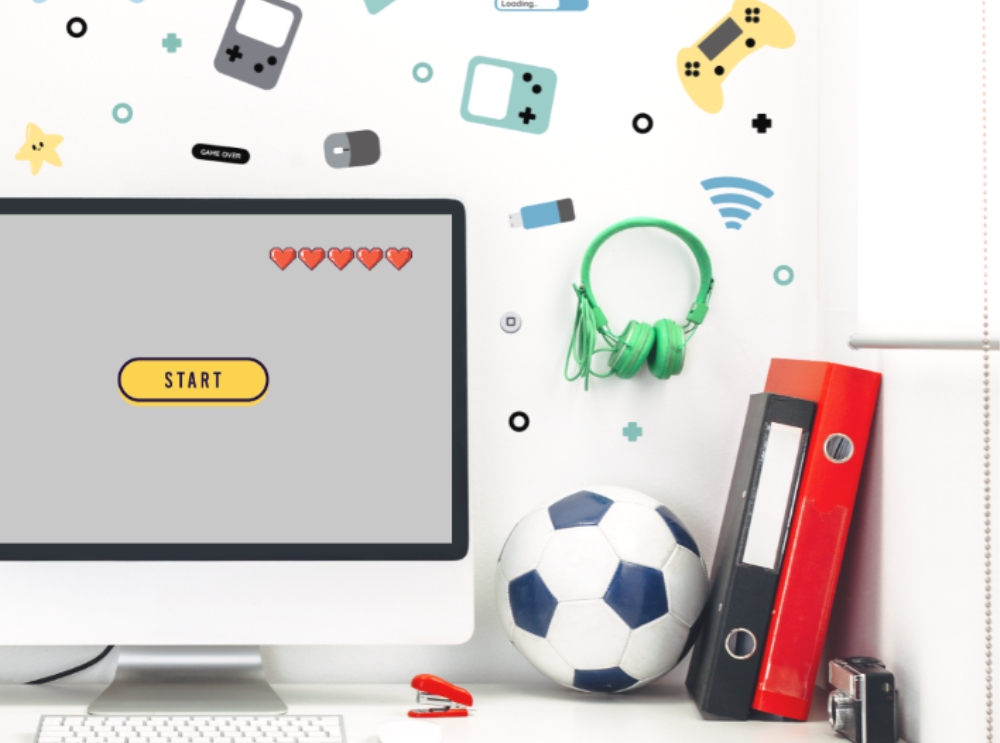 Wandsticker mit videospielen