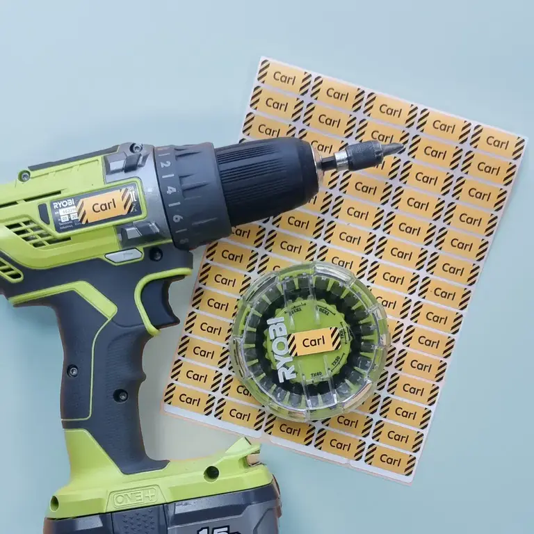 Werkzeug-Aufkleber mit Name