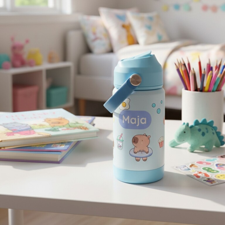 Kinder-Trinkflasche auf dem Tisch