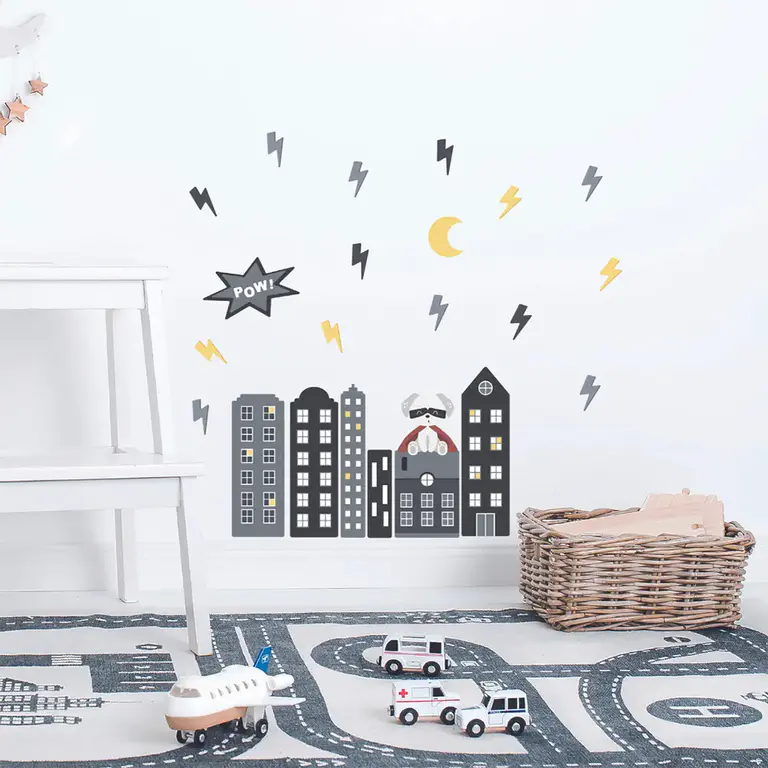 Superheld Wandsticker im Kinderzimmer