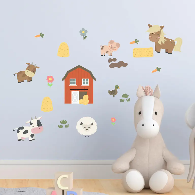 Bauernhof Wandsticker im Kinderzimmer