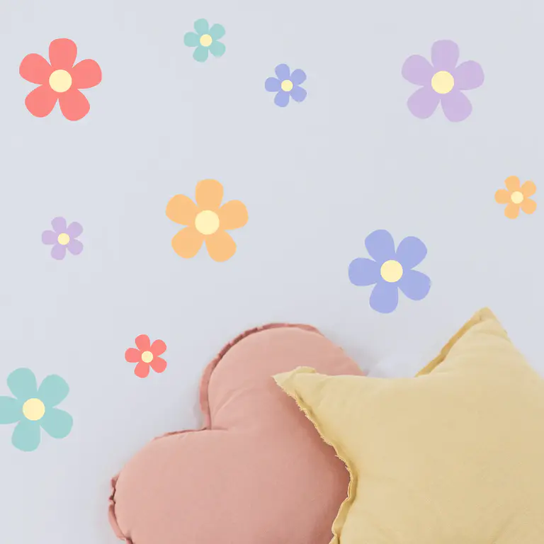 Bunte Daisy Wandsticker im Kinderzimmer