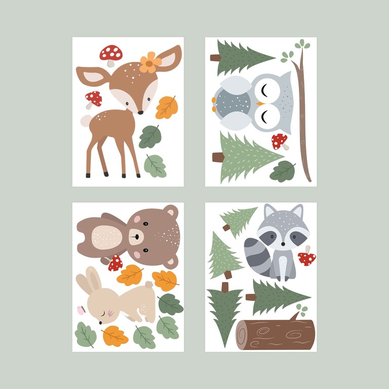 Waldtiere Wandsticker Sammlung alle Motive