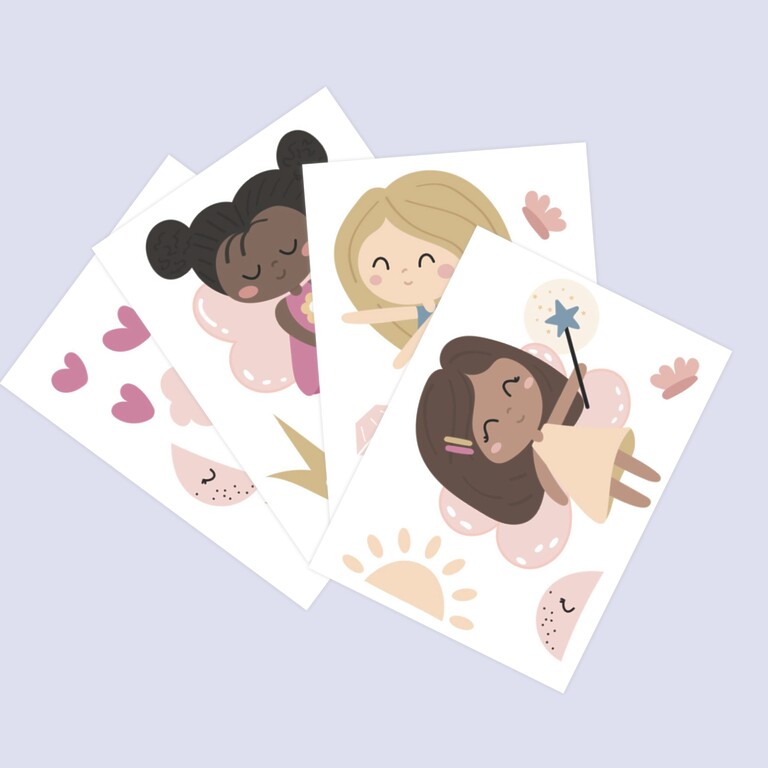 Magische Feen Wandsticker Bogen fächerförmig ausgelegt