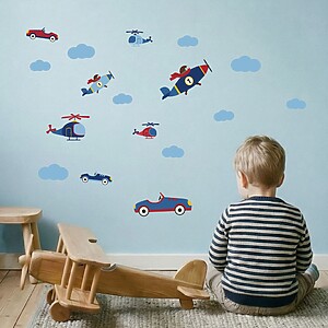 Retro Fahrzeuge Wandsticker im Kinderzimmer