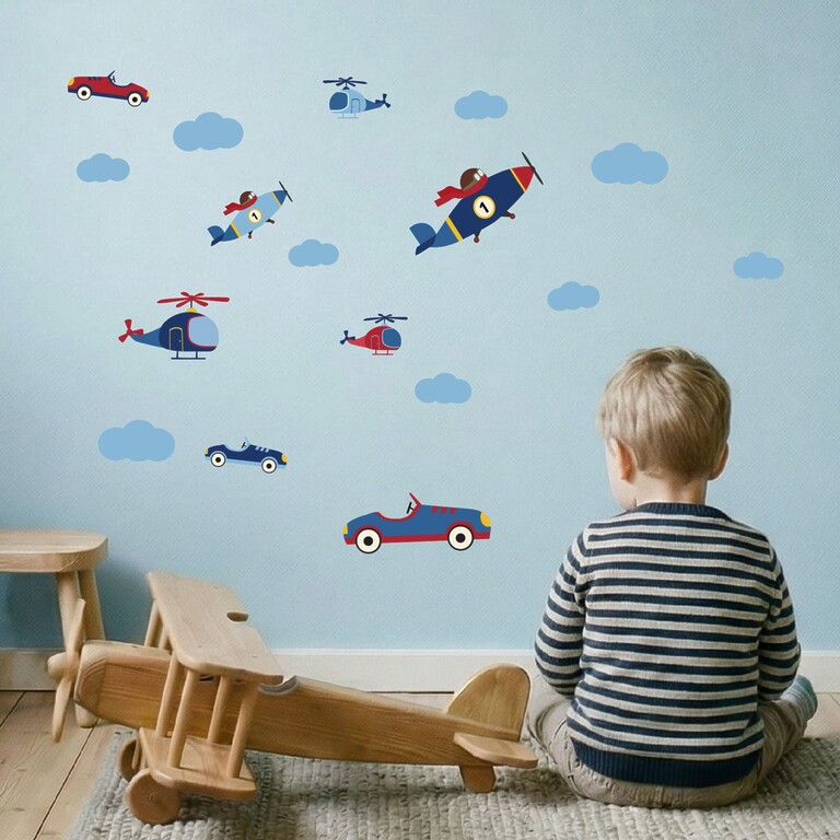 Retro Fahrzeuge Wandsticker im Kinderzimmer