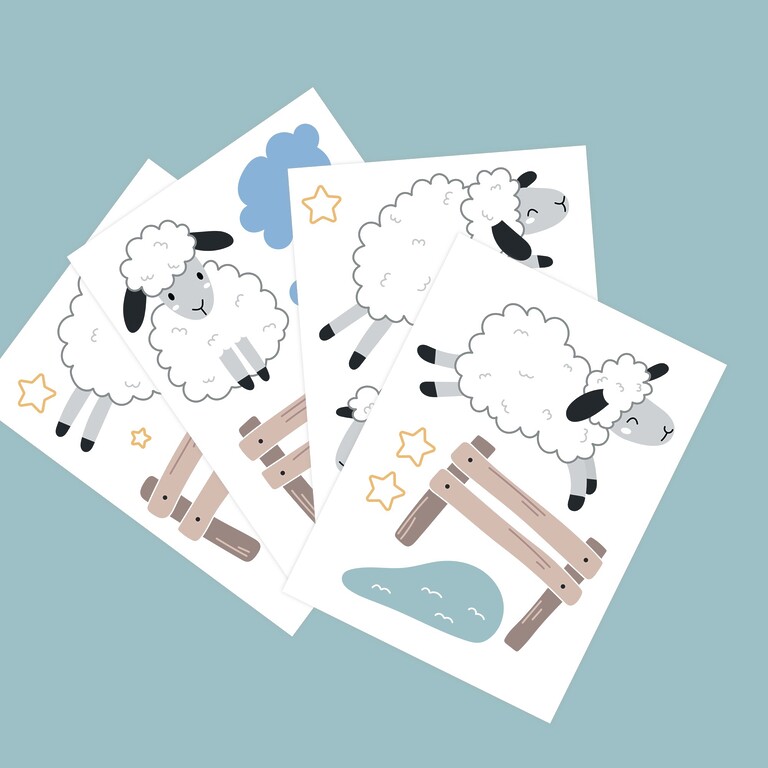 Fächeransicht der leuchtenden Schafe Wandsticker