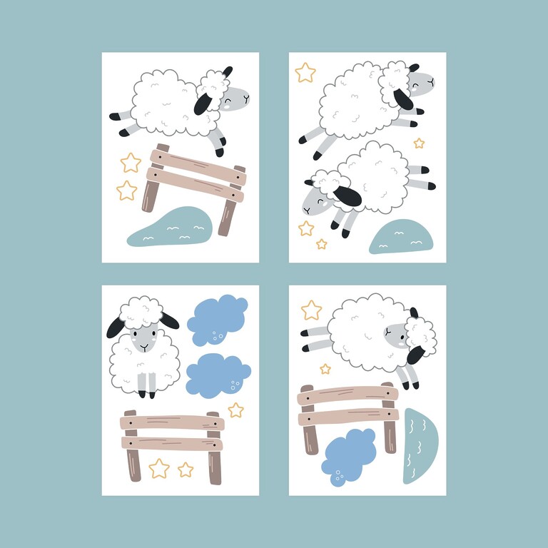 Sammlung leuchtender Schafe Wandsticker