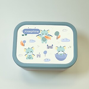 Grüne Brotdose mit kleinen Drachen