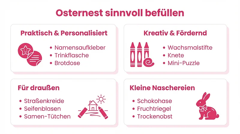 Osternest ideen: kreativ gestalten und sinnvoll befüllen 3 Infografik mit ideen zum sinnvollen befüllen eines osternests